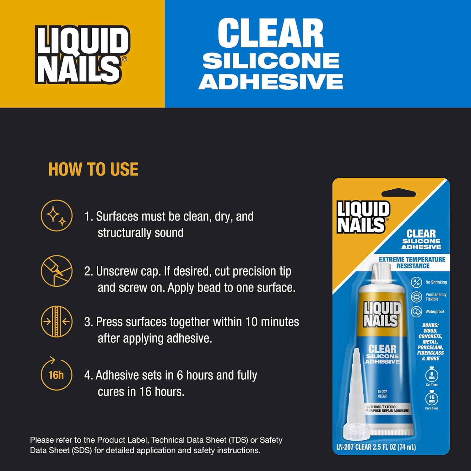 Liquid Nails Clear Small Projects Silicone Adhesive, 2.5 oz