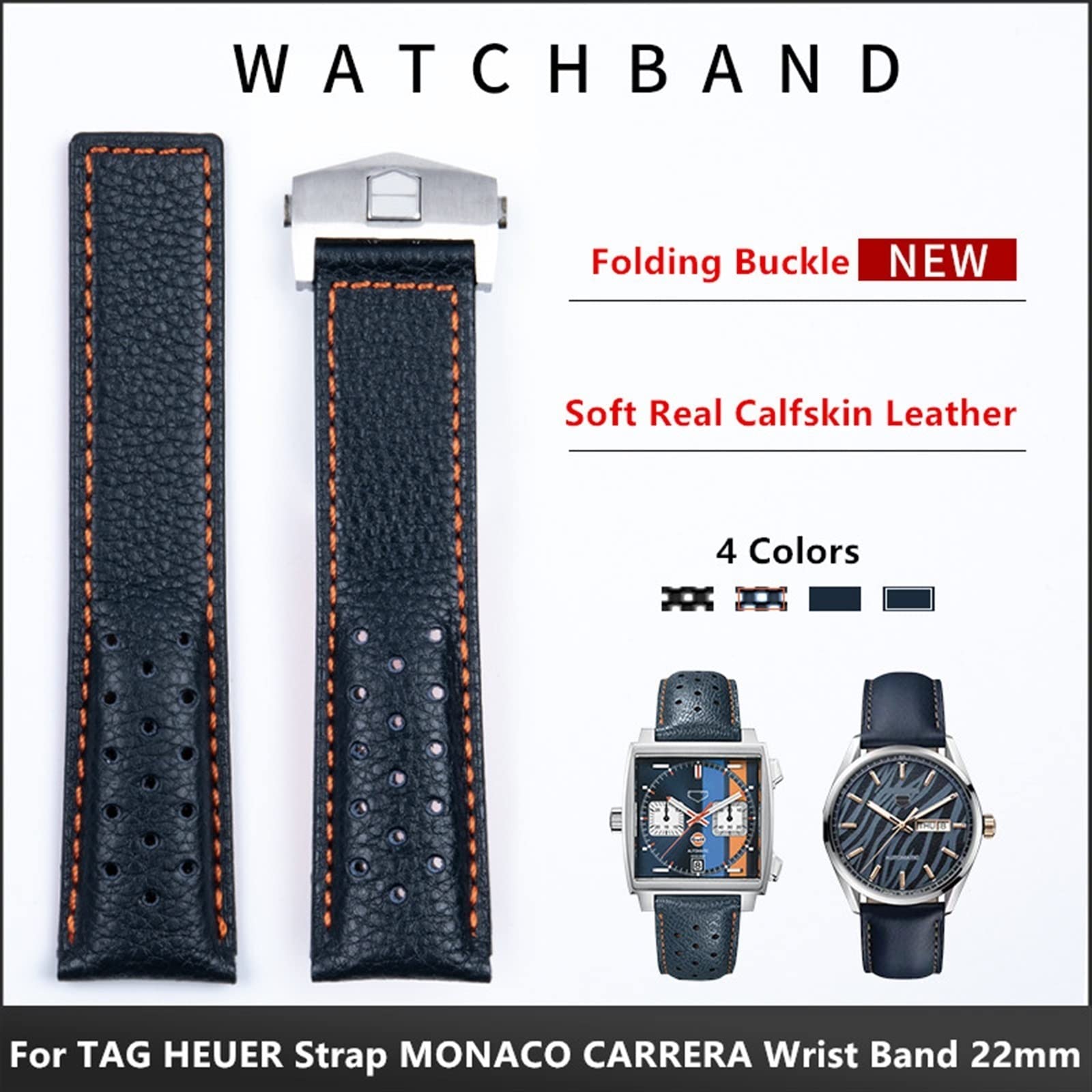 Akcesoria do zegarków TAG HEUER pasek MONACO CARRERA opaska na nadgarstek matowa skóra cielęca wysokiej jakości pasek do zegarka bransoletka 22 mm
