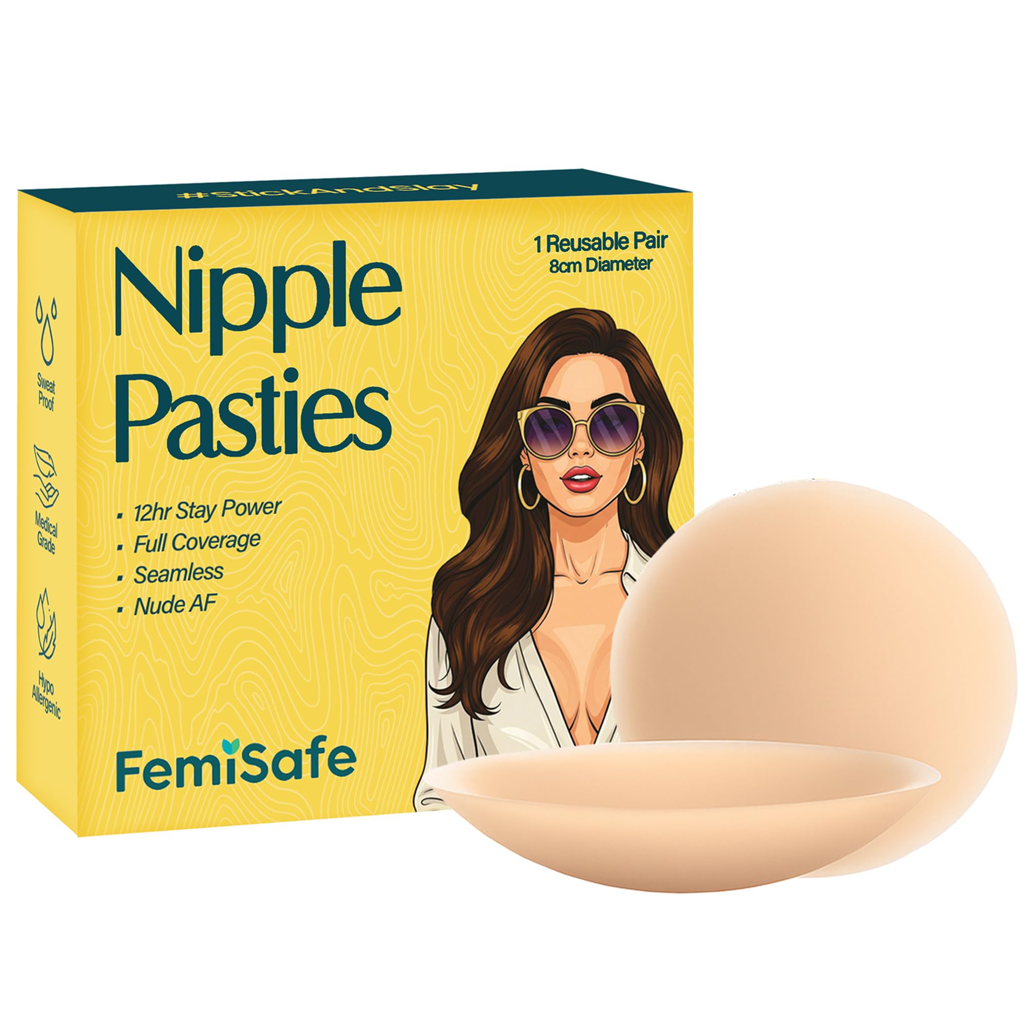Reusable Silicone Nipple Pasties for Women – Nude Shade, 1 Pair | Up to 15 Times Reusable, No Residue, Skin-Friendly & Comfortable