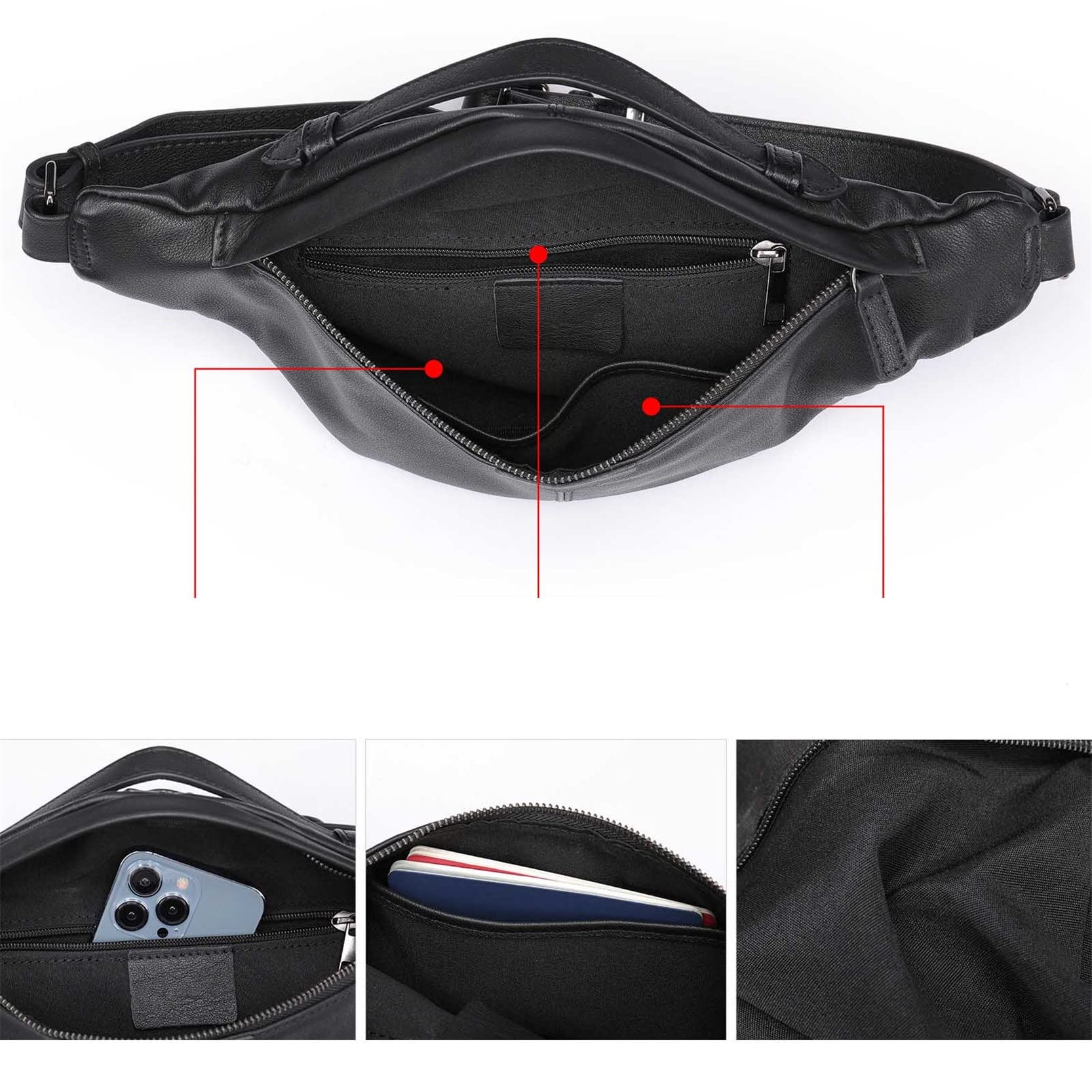 Marsupio Running Unisex, Vaso in pelle di cuoio Bum Bum Borse Fanny Pack Borsa Bagna Hip Borsa for uomo Donne, portando la custodia for telefoni for viaggiare in campeggio in campeggio Marsupio Viaggi