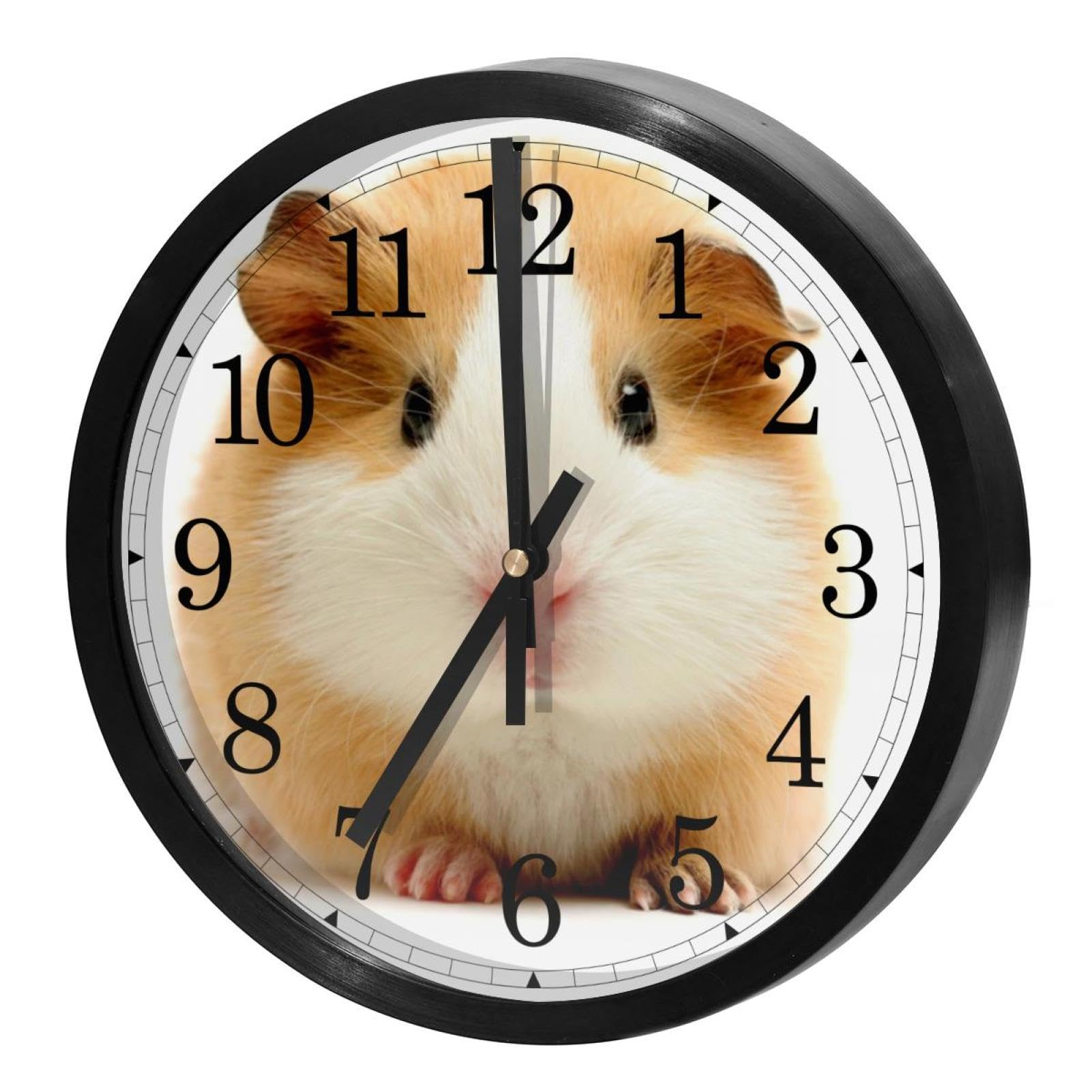 Horloge murale silencieuse motif petit hamster mignon avec cadran rond