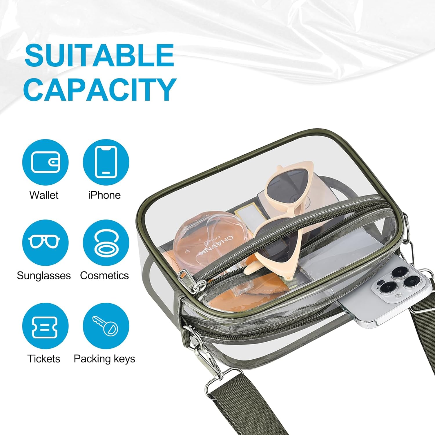 Clear Bag for Stadium Events Mini Small Sports Fan Messenger Bag Clear Purse for Sport Events Concert Festivel - Image 6