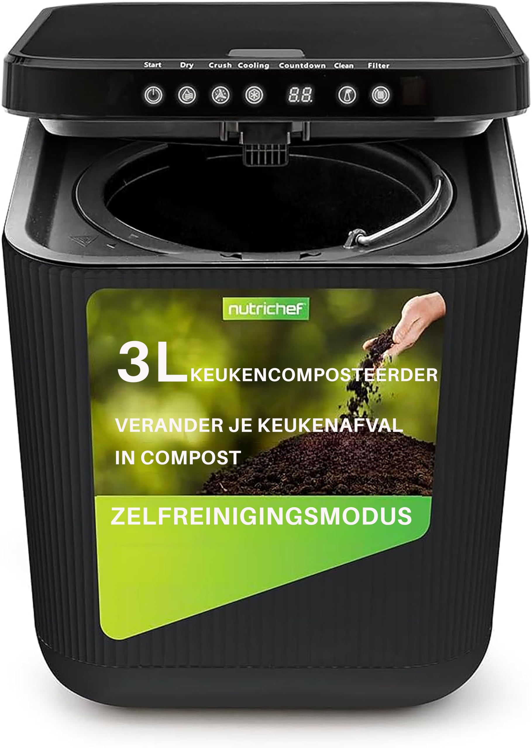 NESSGRAIM Elektrische compostbak voor keukenafval, 500 W, met actieve