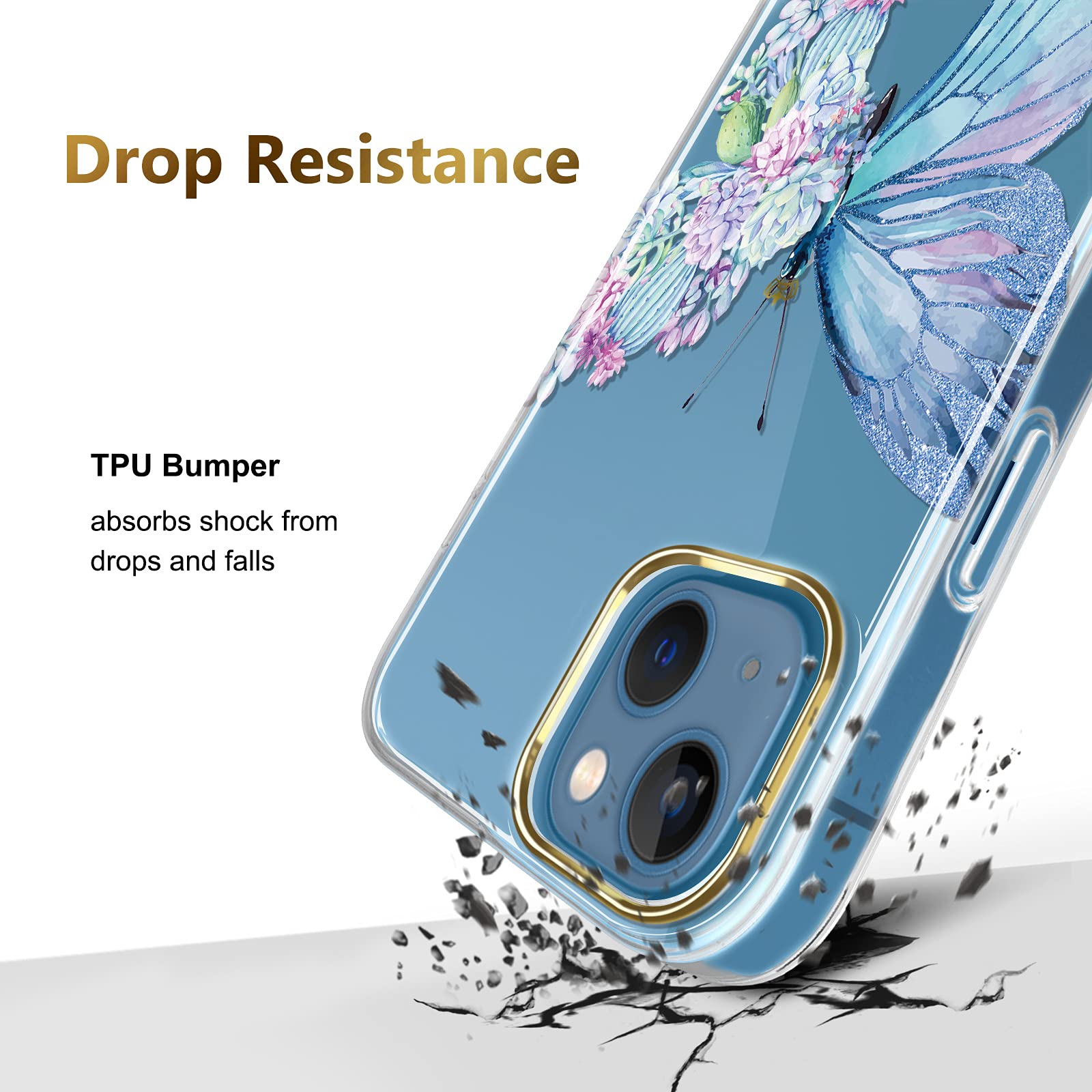 JAHOLAN Handyhülle Für IPhone 13 Pro – Ultraleichte TPU Hülle In Marmor Violett, Stoßfest & Kratzgeschützt