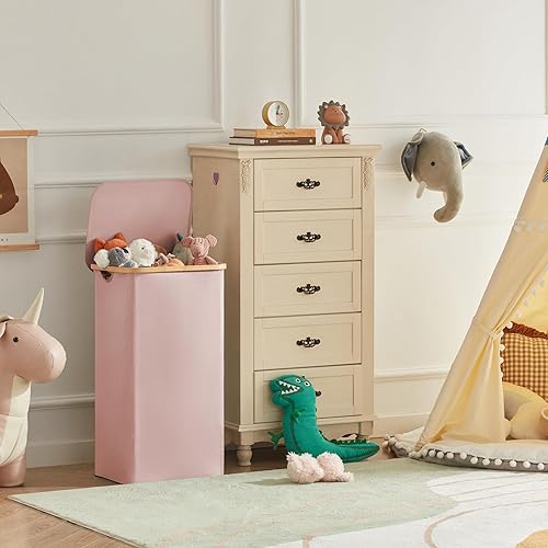 Miniatura 63 de Lifewit Cesta grande de 100 litros con tapa para ropa con asas de bambú y bolsa extraíble, plegable para dormitorio, baño, residencia universitaria