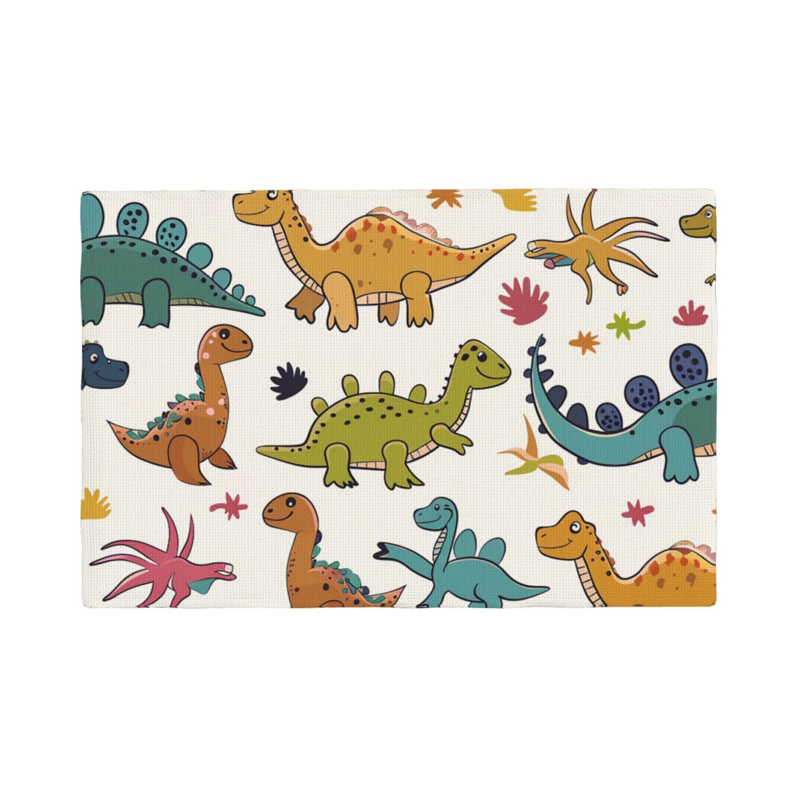 Dinosaur pattern Print Placemats Set, Heat Resistant Washable Placemat 12x18in Table Mats for Party Kitchen Dining Table Decoration Indoor Outdoor, Six Piece