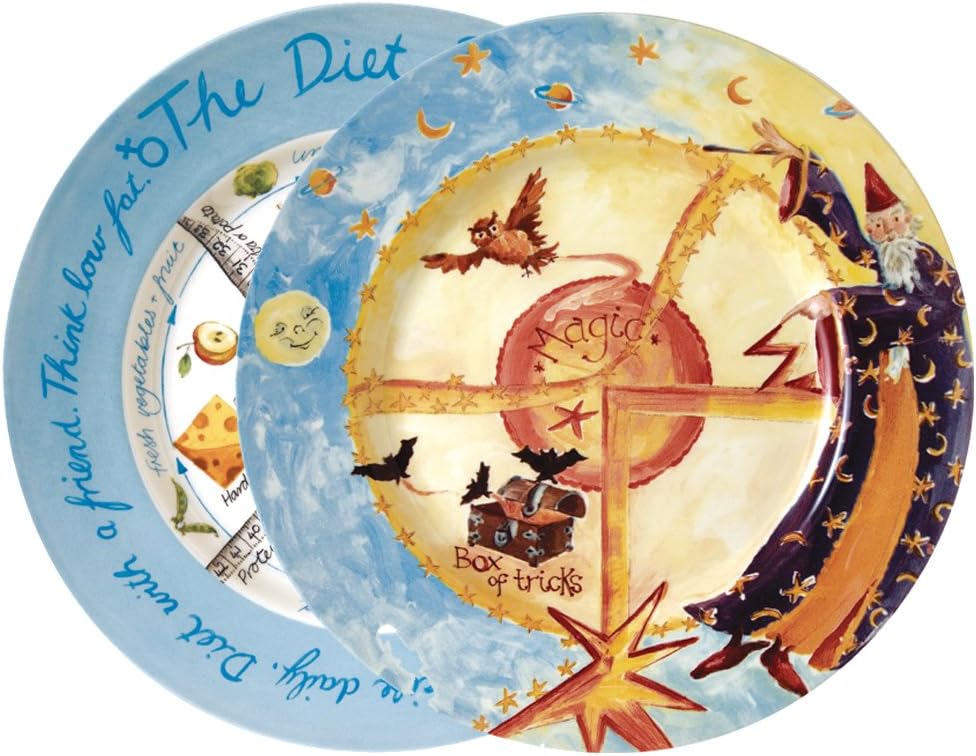 The Diet Plate Female and Magic (Children's) Versions of Diet Plates. Fine Earthenware and clinically Proven to Help Control T2D. Weight Loss and Portion Control Plates