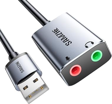 محول بطاقة صوت SAMZHE USB إلى مقبس صوت مع سماعة رأس وميكروفون TRS 3-Pole 3.5mm محول صوت خارجي USB إلى Aux 3.5mm لأجهزة الكمبيوتر التي تعمل بنظام Windows وMac وLinux وأجهزة الكمبيوتر المحمولة وأجهزة الكمبيوتر المكتبية وPS5 وSwitch 2