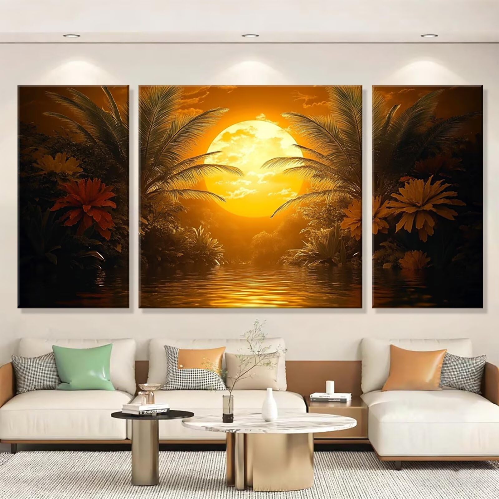 3 Pezzi Dipingere con i Numeri adulti, Paint by Numbers Luna Albero, Kit Lavoretti Creativi, Kit di Pittura Acrilica Fai-da-Te, con 3- Pennello, Decorazioni Casa 70x140cm (Senza Cornice) y1s-583