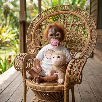TERABITHIA 21inch 52CM So Truly Hand Detailed Painting Reborn Monkey Baby Dolls Look Real Soft Vinyl Flexible Collectible Art Newborn Doll Look Realistic