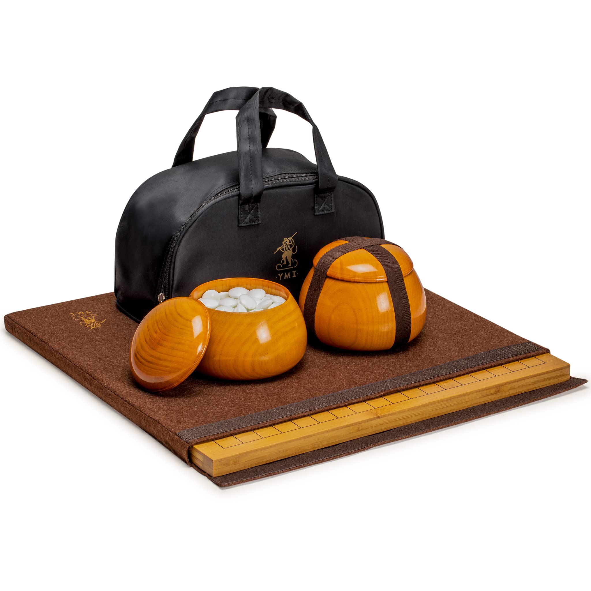 Yellow Mountain Imports Bamboo 0.8-Inch Reversible 19x19 / 13x13 Go Game Set Board with Double Convex Korean Hardened Glass Paduk Go Stones and Jujube Bowls - Image 8