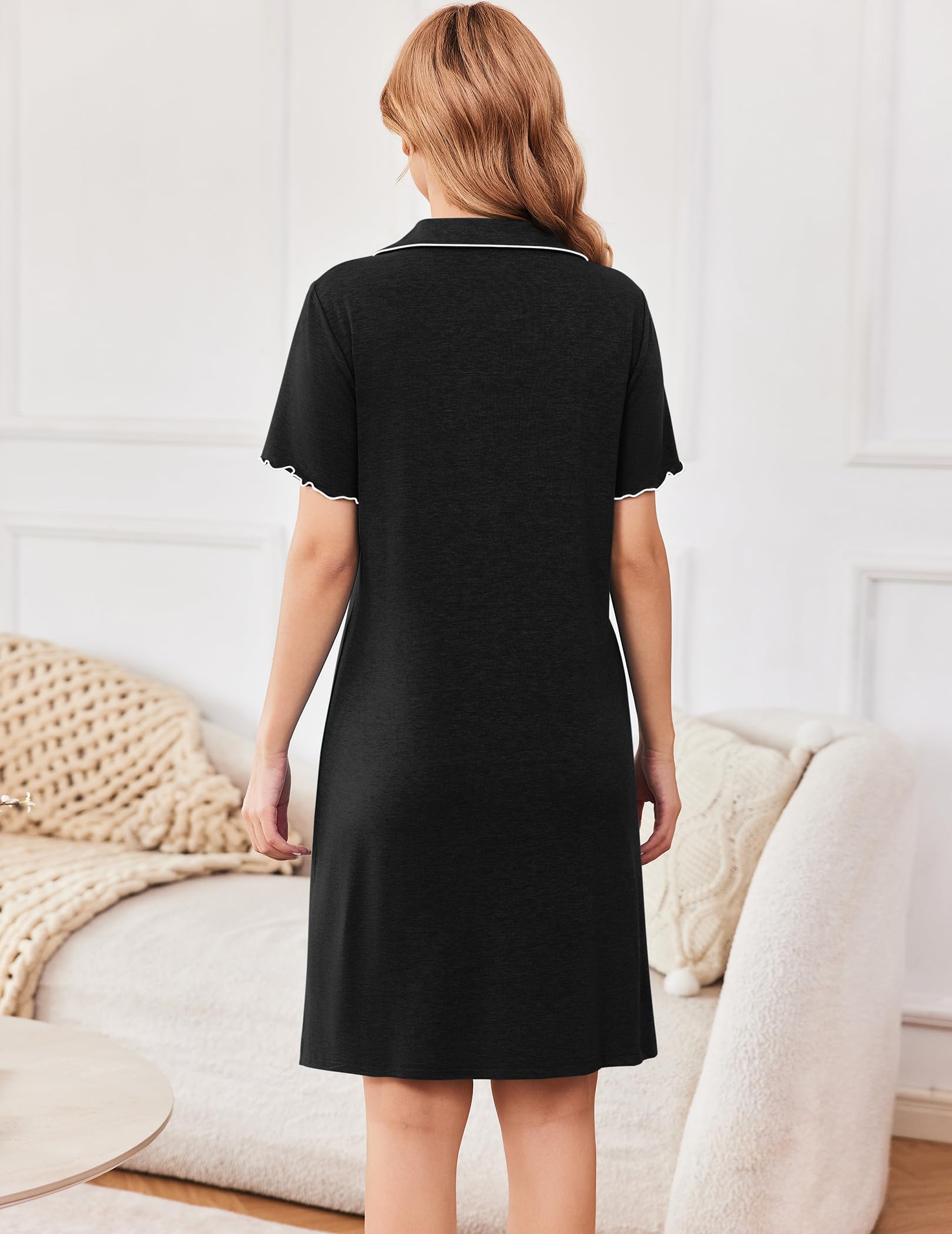 Ekouaer Koszule nocne dla kobiet guziki koszule nocne i koszule nocne klapa styl chłopaka super miękka lekka bielizna nocna S-XXL