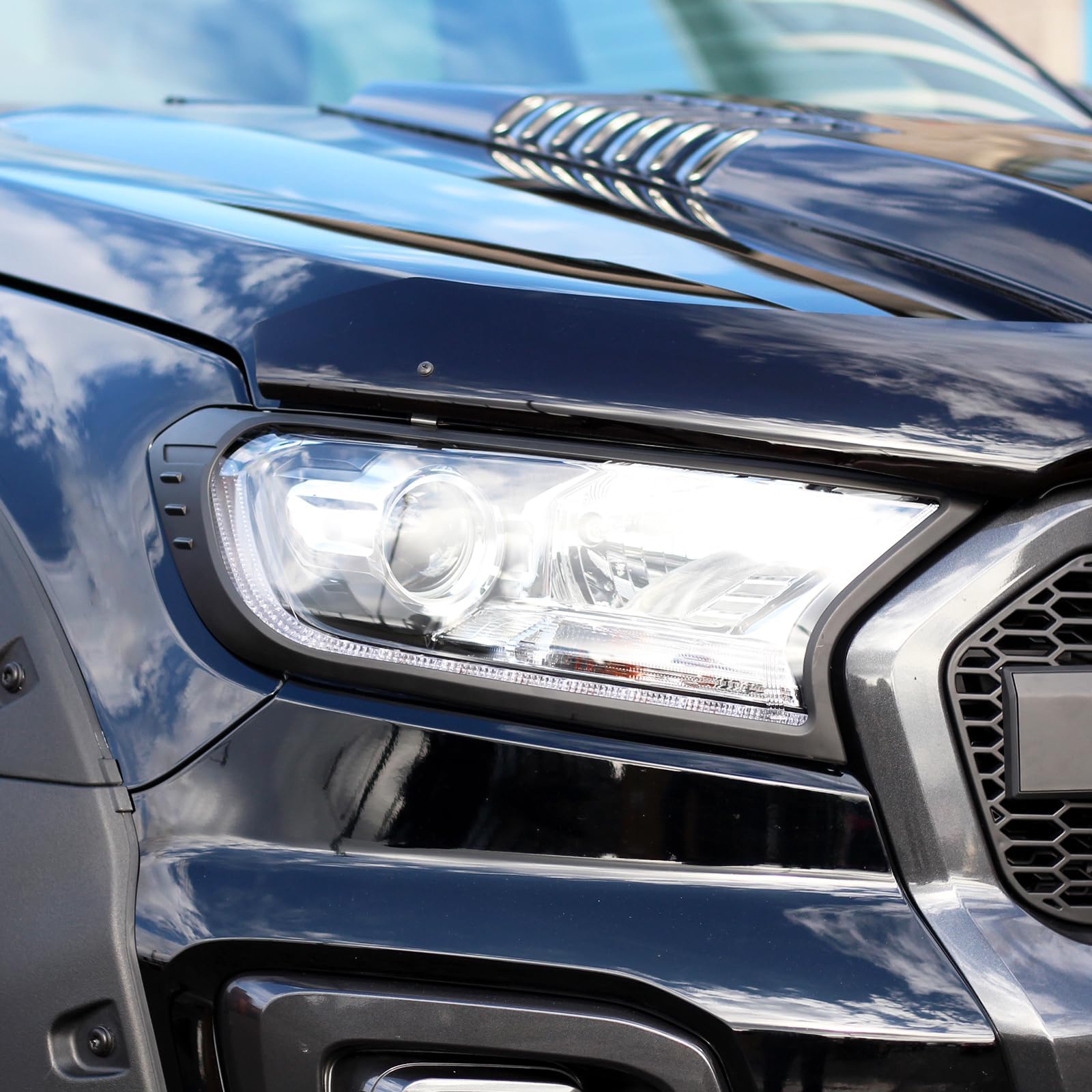 Protector de luz para accesorios Ford Ranger, Wildtrak Raptor Thunder 2015-2022 XL XLT Limited Stormtrak Wolftrak T7 T8 protector de luz trasera delantera y trasera, 4 unidades