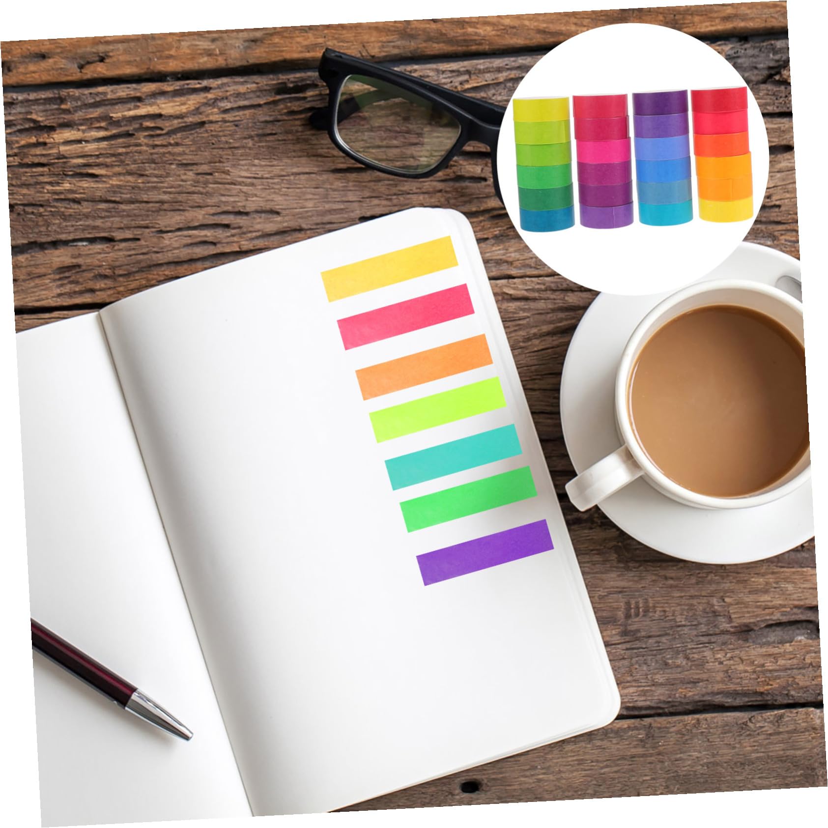 48 Rollen Regenbogen Washi Tape aus Papier Leicht Klebend und Vielseitig für Bastelarbeiten und Tagebücher Buntes Geschenkband für Kreative Dekoration