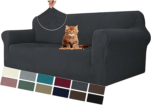 MAXIJIN Fundas de sofá para sofá de 3 cojines, funda elástica de 1 pieza, protector de muebles con parte inferior elástica para niños y perros
