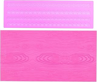 Embossing Lace Fondant Molds, Woodgrain Fondant Mats Molds, Silicone Molds for Cake Decorating set of 2