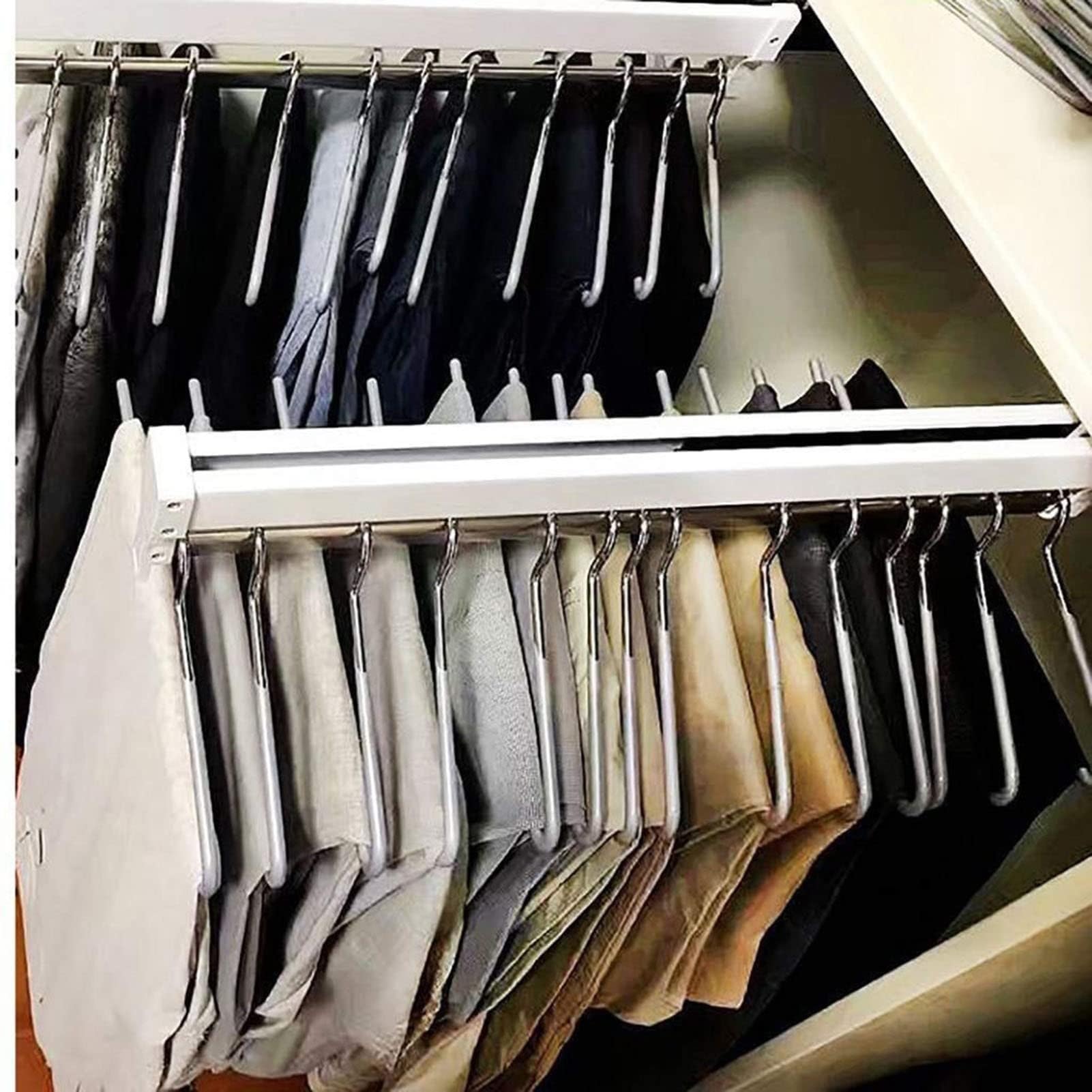 Tringle à Vêtements Extensible Pour Tirer Les Cintres - Noir - Cintre