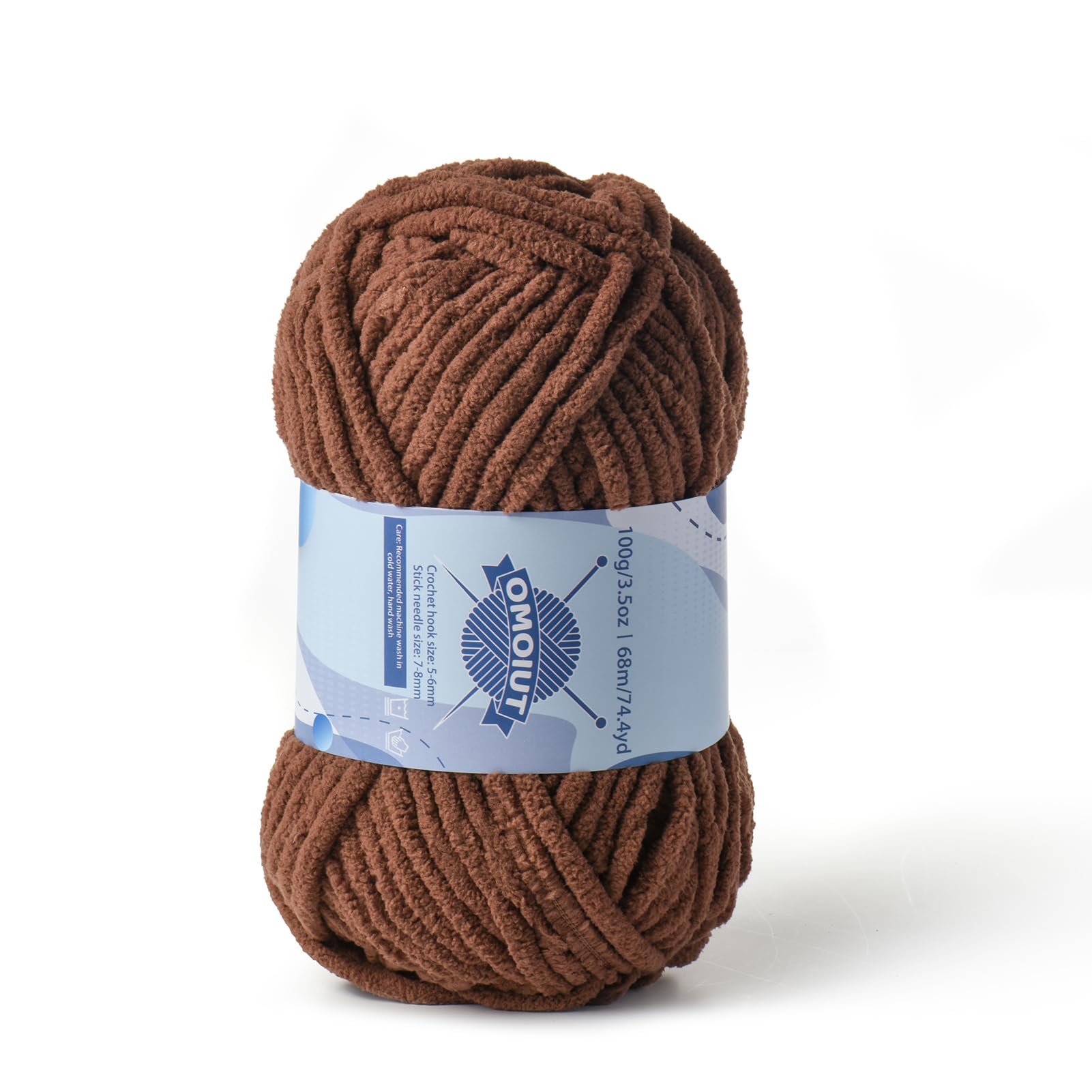 Chunky Chenille Yarn for Crocheting, Baby Yarn for Crocheting Soft Blankets, Bulky Yarns for Crochet Amigurumi, 100g (74.3yds) Fluffy Velvet Yarns for Hand Knitting (Coffee)