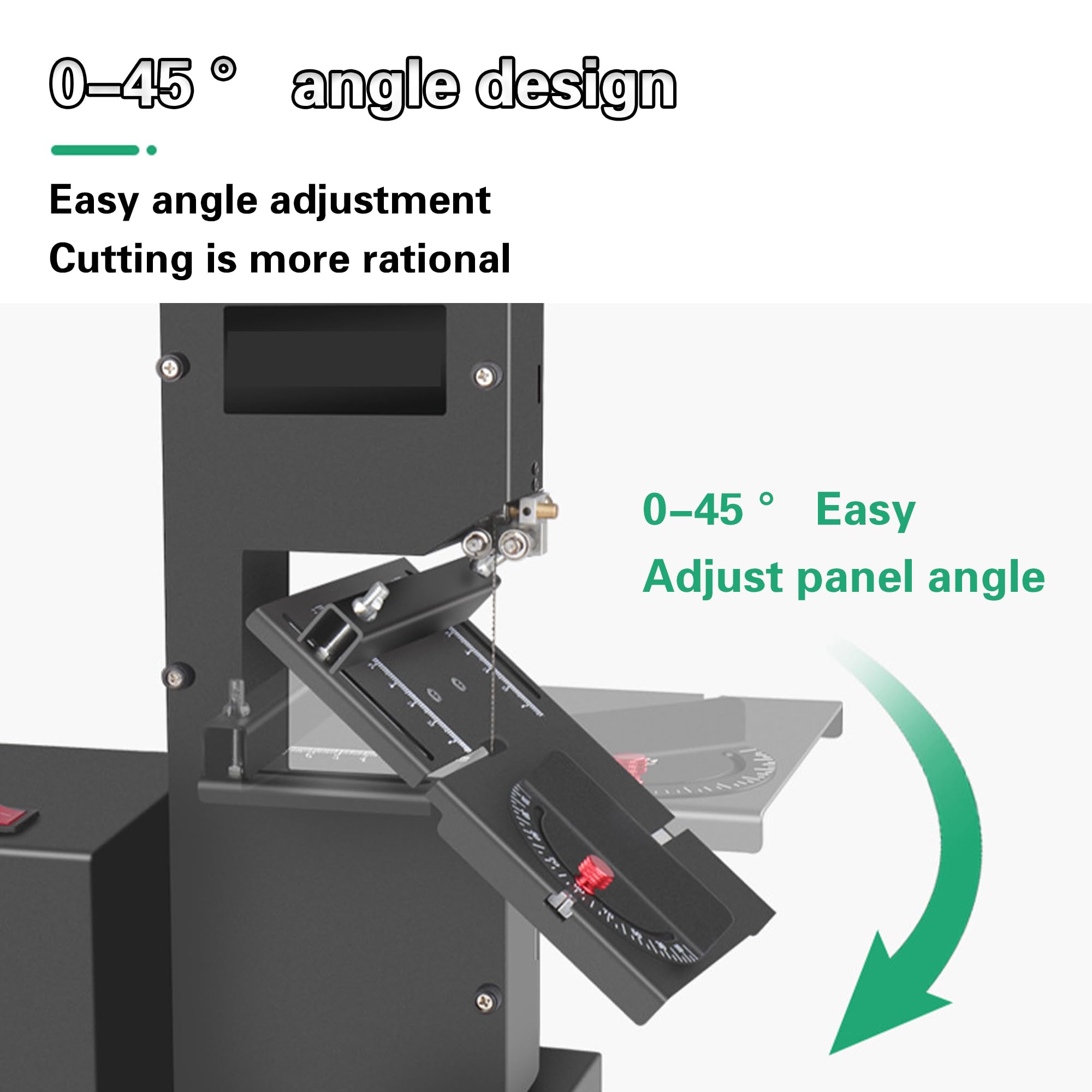 Sierra de cinta de mesa con profundidad de sierra ajustable, mesa de metal inclinable para cortes curvos y rectos, ideal para pequeños talleres y proyectos de bricolaje