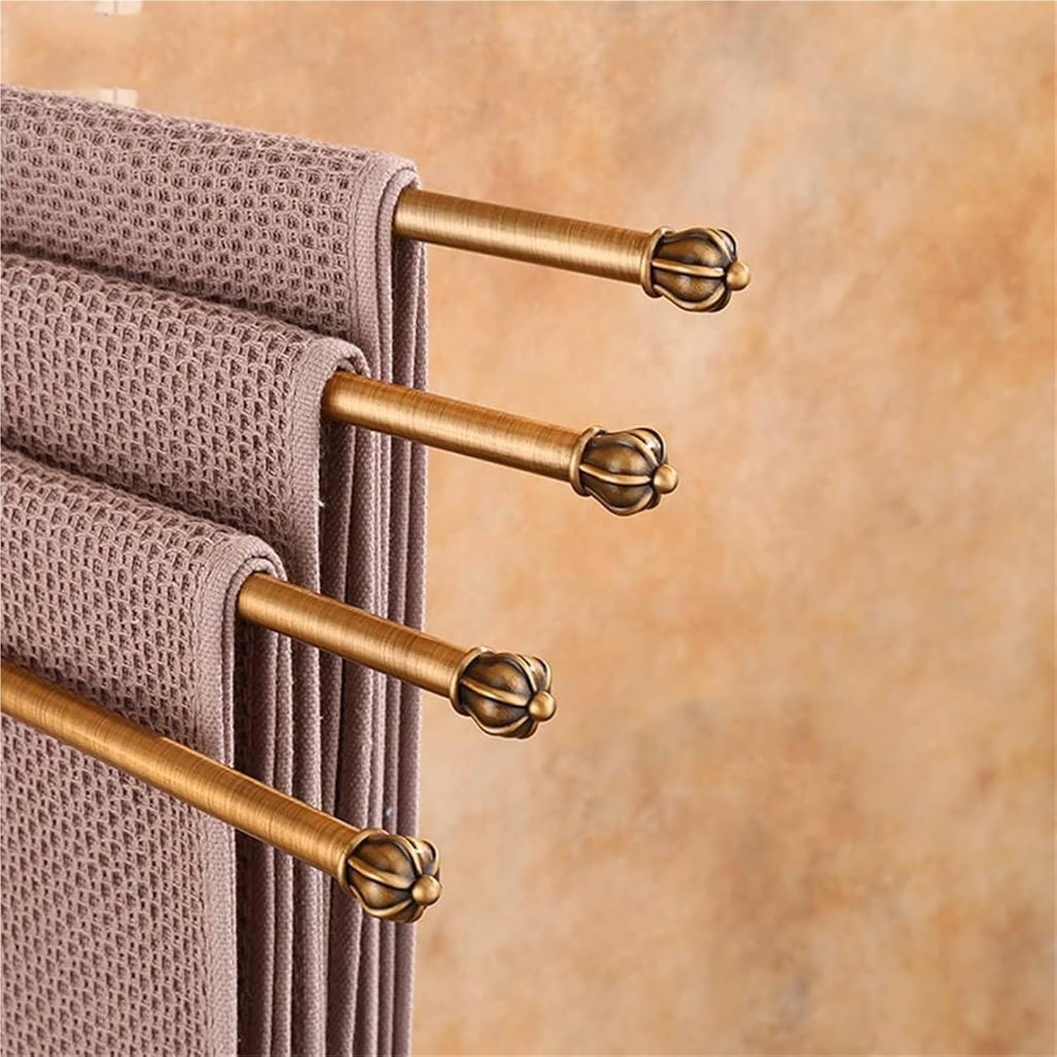 Swivel Towel Rack， Carved Folding Arm Swivel Hanger Bathroom Storage Organizer Rustproof Wall Mount(5Bars)