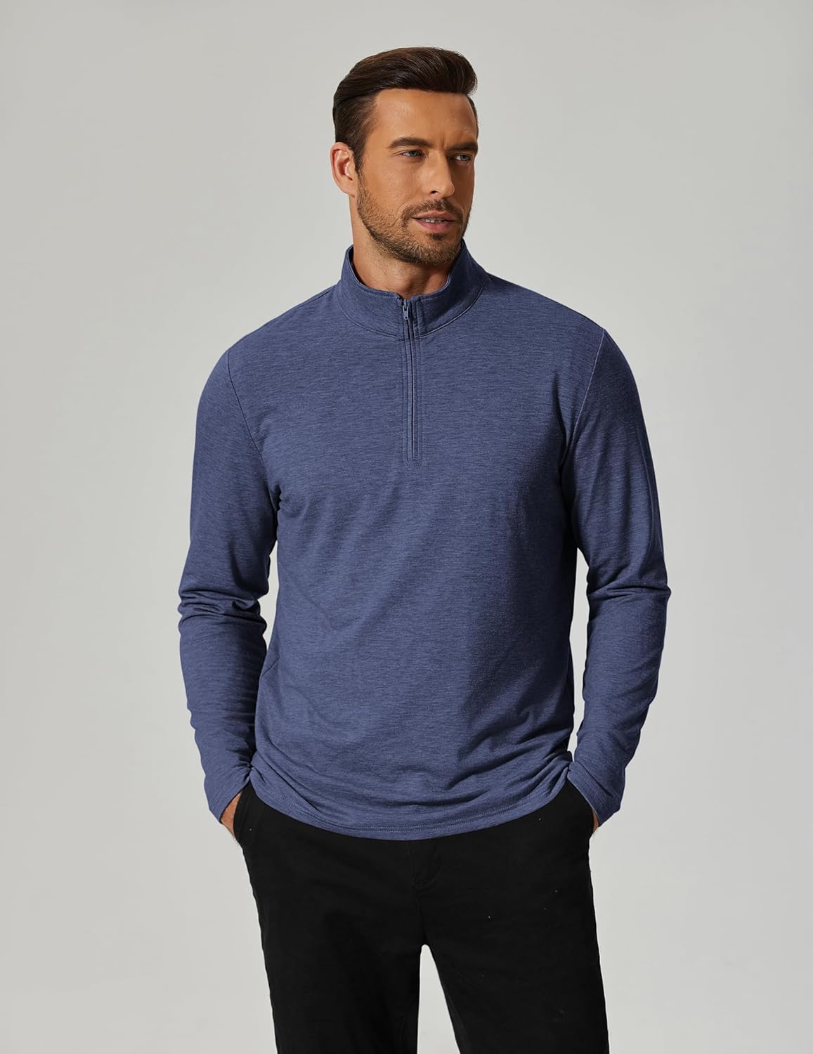 COOFANDY Men's Quarter Zip Pullover Sweatshirt Mock Neck Golf Shirts Casual Long Sleeve Shirt - Image 2