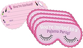 Pajama Party Invites For Girls Slumber Birthday Party Theme - 20 Count of 4 x 6 Inch Double Sided Fill-In Invitations With Wet To Seal Envelopes