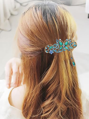 Miniatura 2 de Clip de pelo de mariposa de cristal vintage para mujer, para herramientas de belleza de clip de pelo (azul)