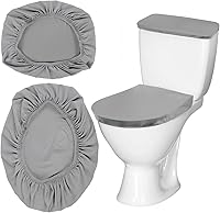 Larrel Dark Gray Adjustable Toilet Seat & Tank Lid Covers - Washable Reusable Polyester Dust Protection for Bathroom Decor