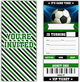Soccer Birthday Invitations Soccer Ticket Invitations (20 Invites with Envelopes)