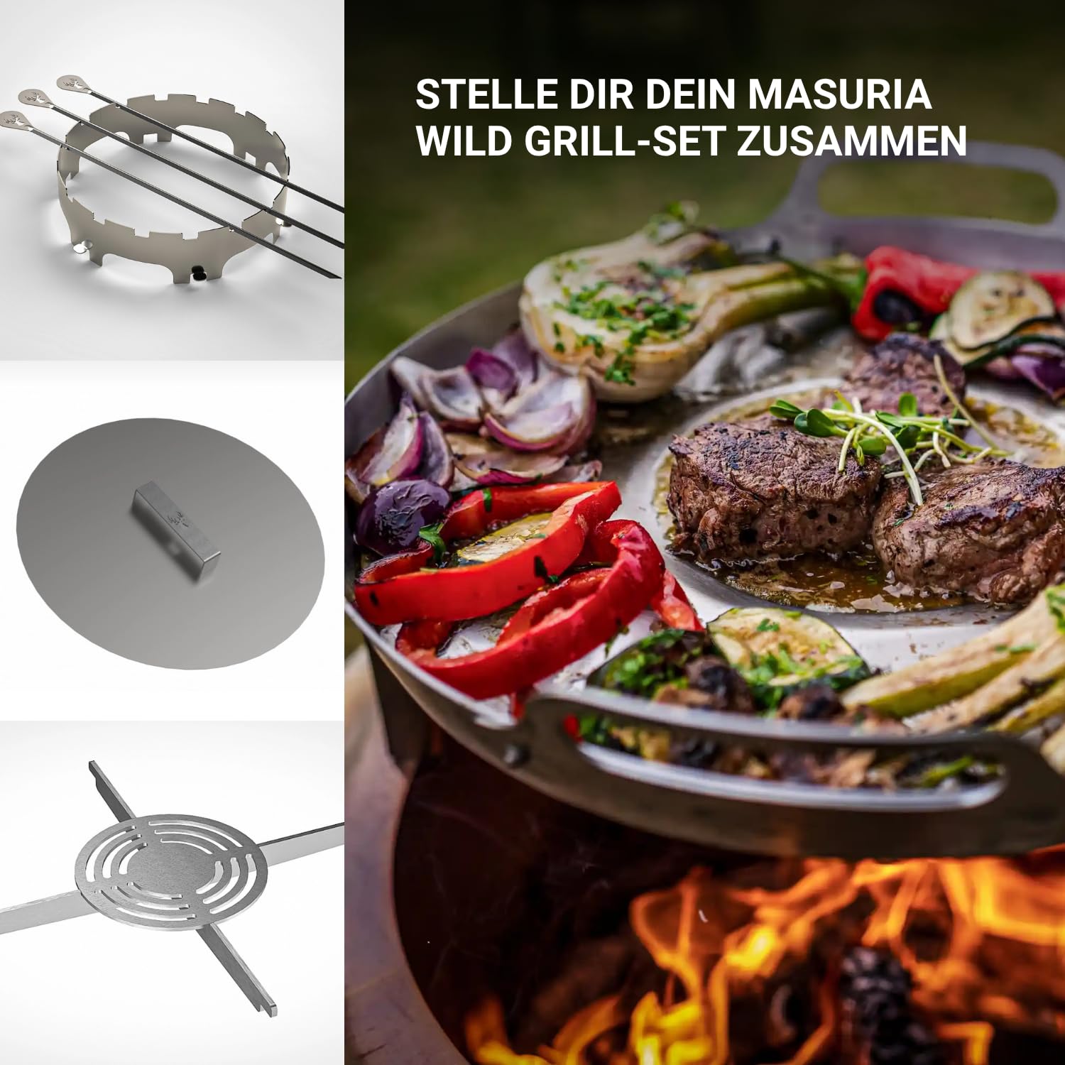 Masuria Rauchfreie Feuerschale 39cm Alpha 400 - Tragbare Feuertonne aus Edelstahl mit patentierter Rauchreduzierung bis zu 95%