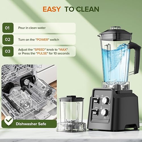 Miniatura 7 de Licuadora, 68 oz Licuadoras de encimera con amoladora de 20 onzas, licuadora de cocina de 28000 RPM para batidos, trituración de hielo, frutas