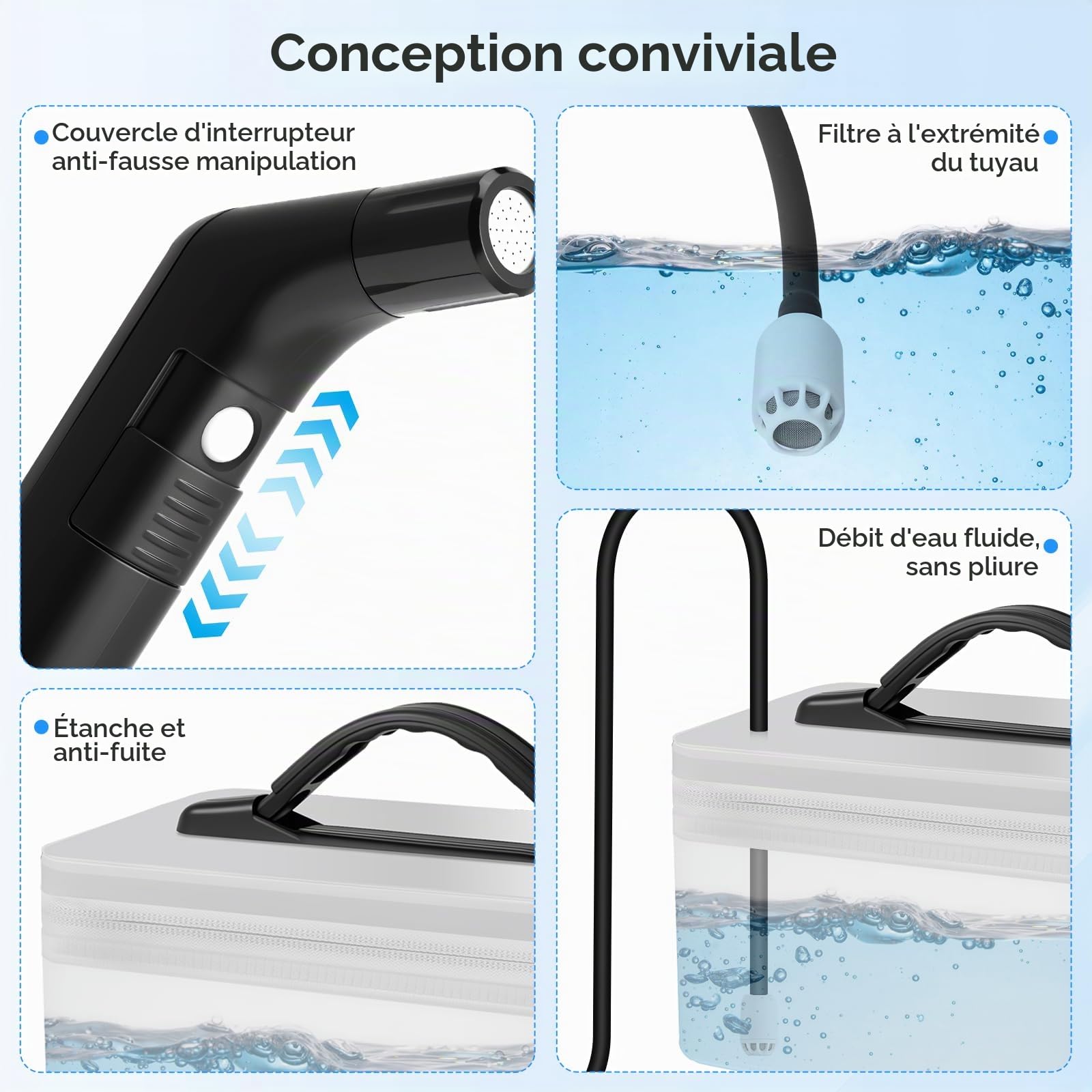 Bidet électrique de voyage 2,3 l, bidet portable avec tuyau de 1,2 m, portable pour toilettes, camping, extérieur, douche musulmane, bouteille périnéale, 2 modes