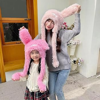 帽子 Rabbit.b fur design beanie Faux Fur Bunny Beanie Hats for Women Cute Rabbit Beanie