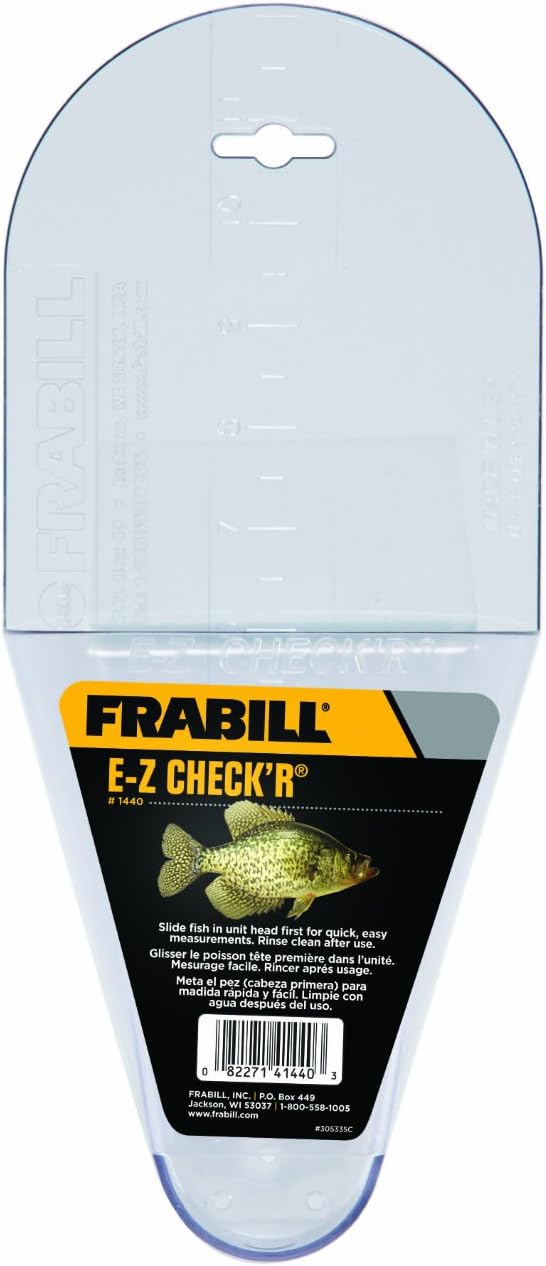 EZ Crappie Check'R Fish Measurer, Measures up to 12 In. Crappie Measuring Device, Quick and Easy Alternative to Fishing Measuring Tape, Durable Construction, Easy to Clean