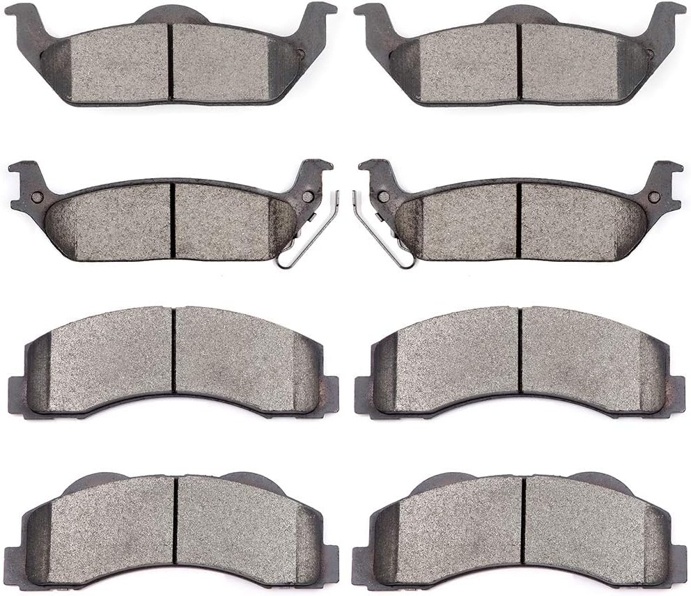 SCITOO Ceramic Brake Pads, 8pcs Front Rear Brake Pads Brakes Kits fit for 2010-2011 for Ford for F-150