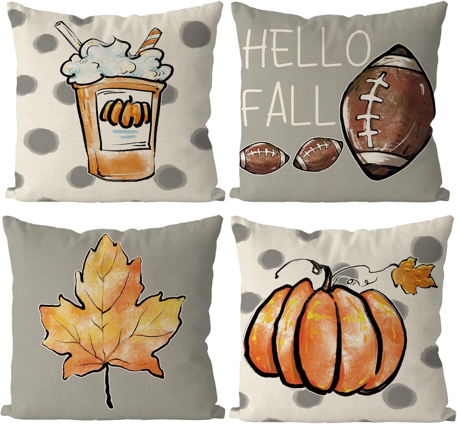 GAGEC Fall Season Throw Pillow Covers – Set of 4 (18×18 Inch)