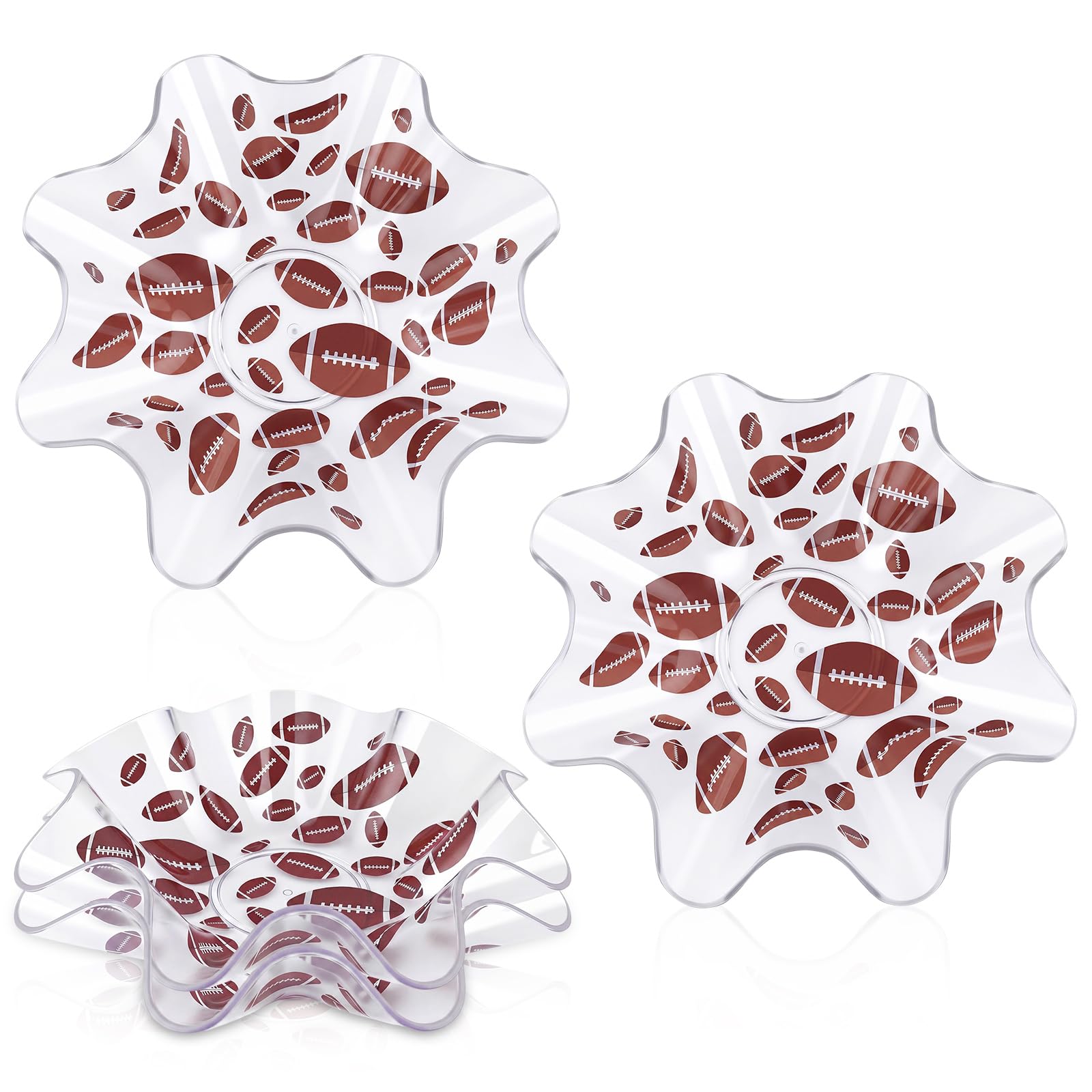 Tioncy 2 Pcs Football Plastic Bowls 8 Inch Football Party Snack Candy Dish