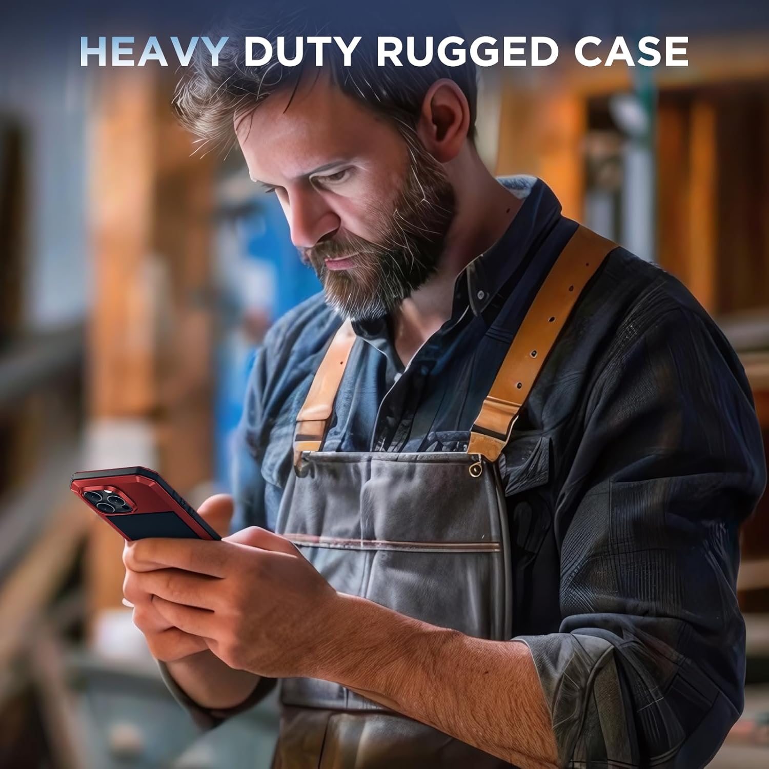 Beasyjoy for iPhone 16 Pro Metal Case, Heavy Duty Rugged Case with Built-in Screen Protector & Camera Protector, Military Grade Shockproof Full Body Protective Case for iPhone 16 Pro 6.3 Inch, Red