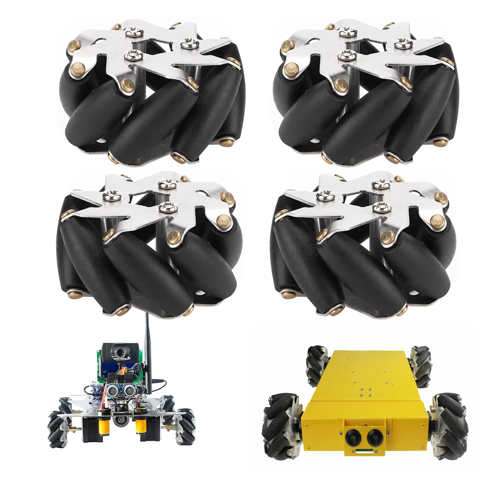 VGEBY Ruota Motrice per Auto RC, Ruote Mecanum in Acciaio Resistente da 4 Pezzi da 48 Mm Set Ruote Sinistra e Destra per Auto Robot 14209 Accessori per modellini di