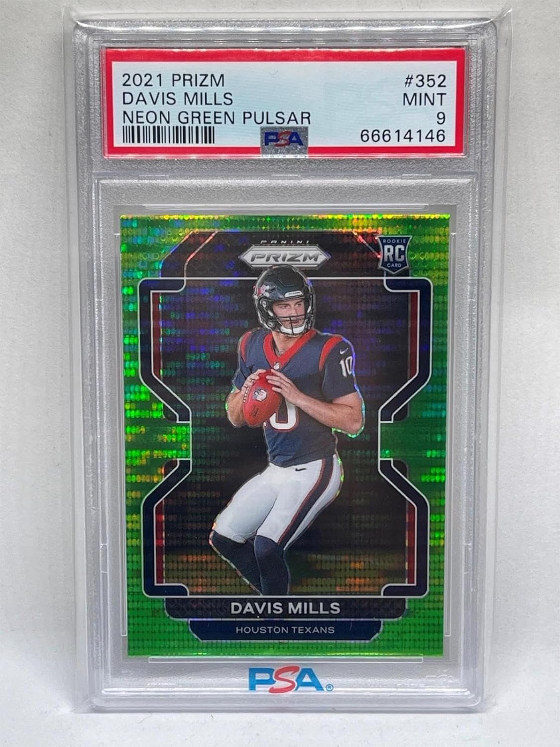 Davis Mills 2021 Panini Prizm Neon Pulsar Prizm Rookie Rc #352 Psa 9 Mint - Football Cards