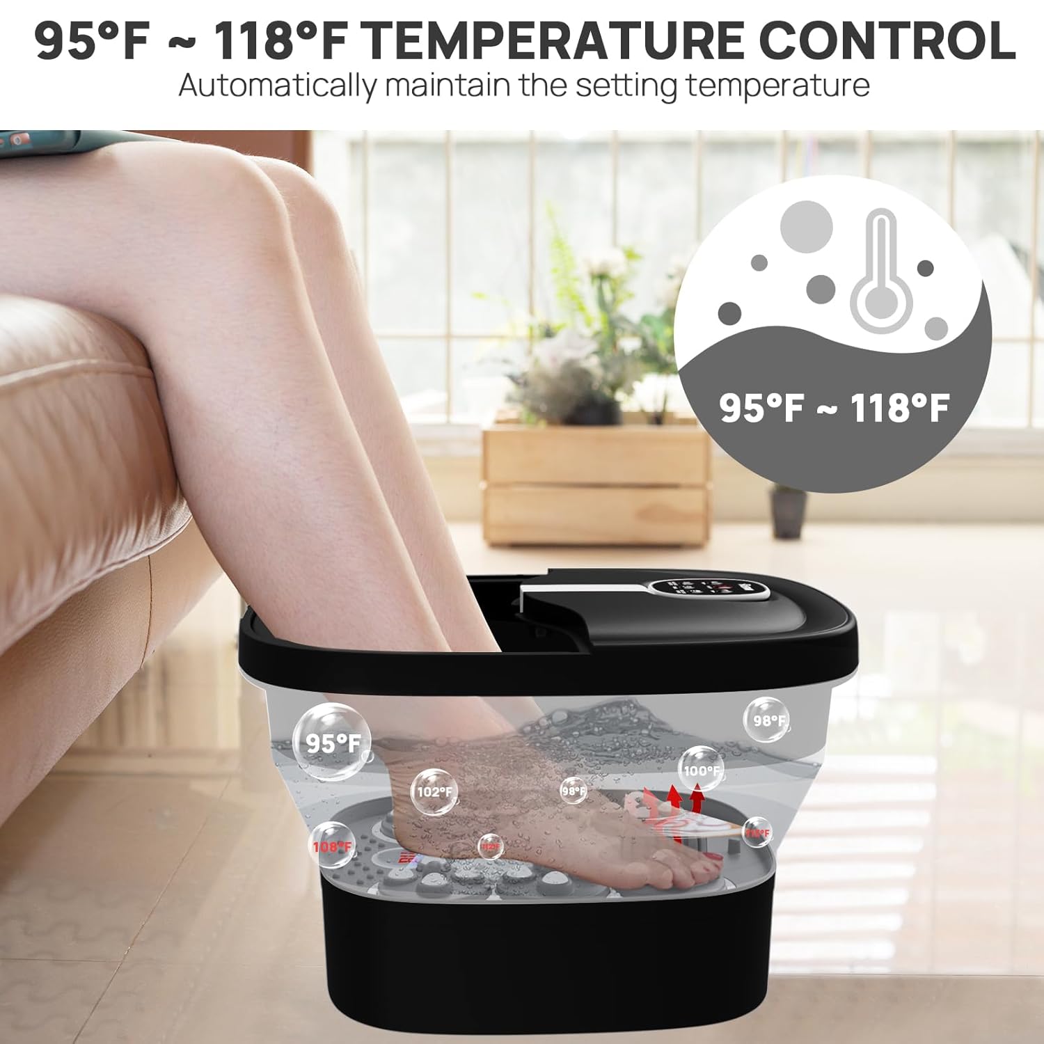 HOSPAN Collapsible Foot Spa Electric Rotary Massage, Foot Bath with Heat, Bubble, Remote, and 24 Motorized Shiatsu Massage Balls. Pedicure Foot Spa for Feet Stress Relief