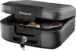SentrySafe CFW20201 Fireproof Waterproof Safe with Key Lock, 0.28 cu ft Portable Chest for Documents & Valuables