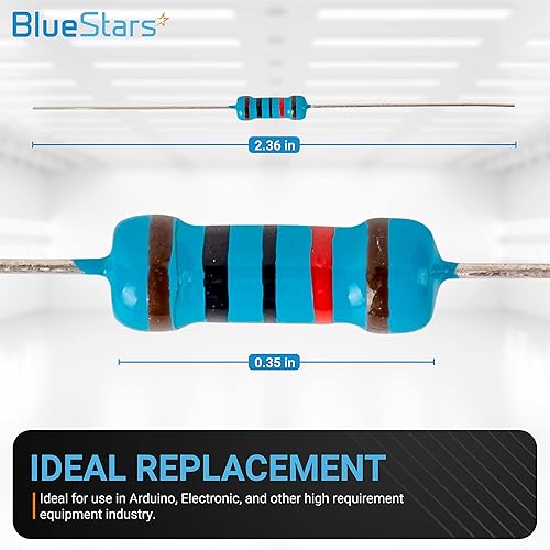 Miniatura 3 de BlueStars BlueStars - 120 resistencias de película metálica de alta calidad de 1/2 W (0.5 W) y 10 K ohmios – Tolerancia de resistencia ± 1% –