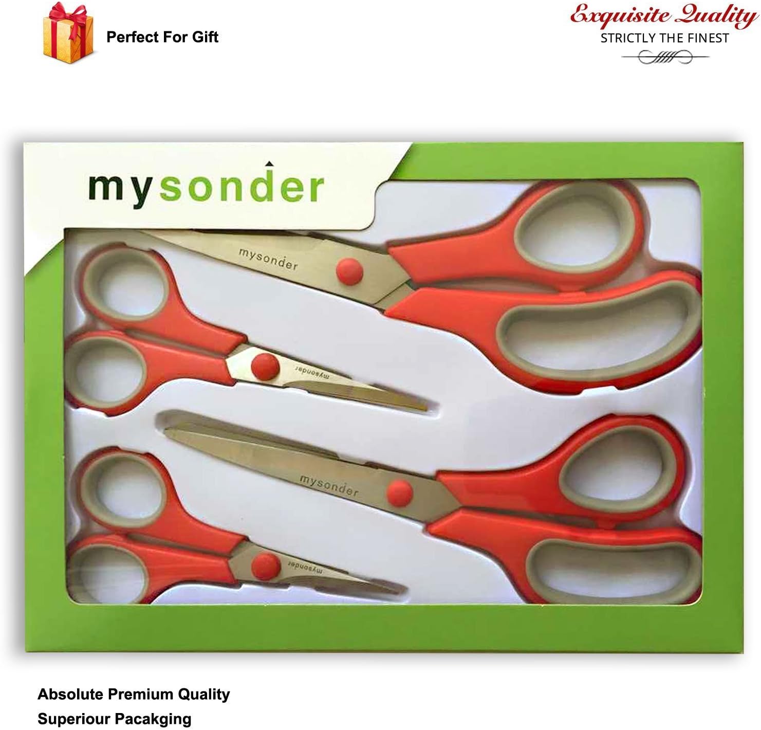 Scissors 4 Set - Stainless Steel Kids Scissor Classpack - Shears for Office, School, Kitchen, Sewing, Art and Craft Activities - Features Durable Design, Comfort Grip and Razor Sharp Blades