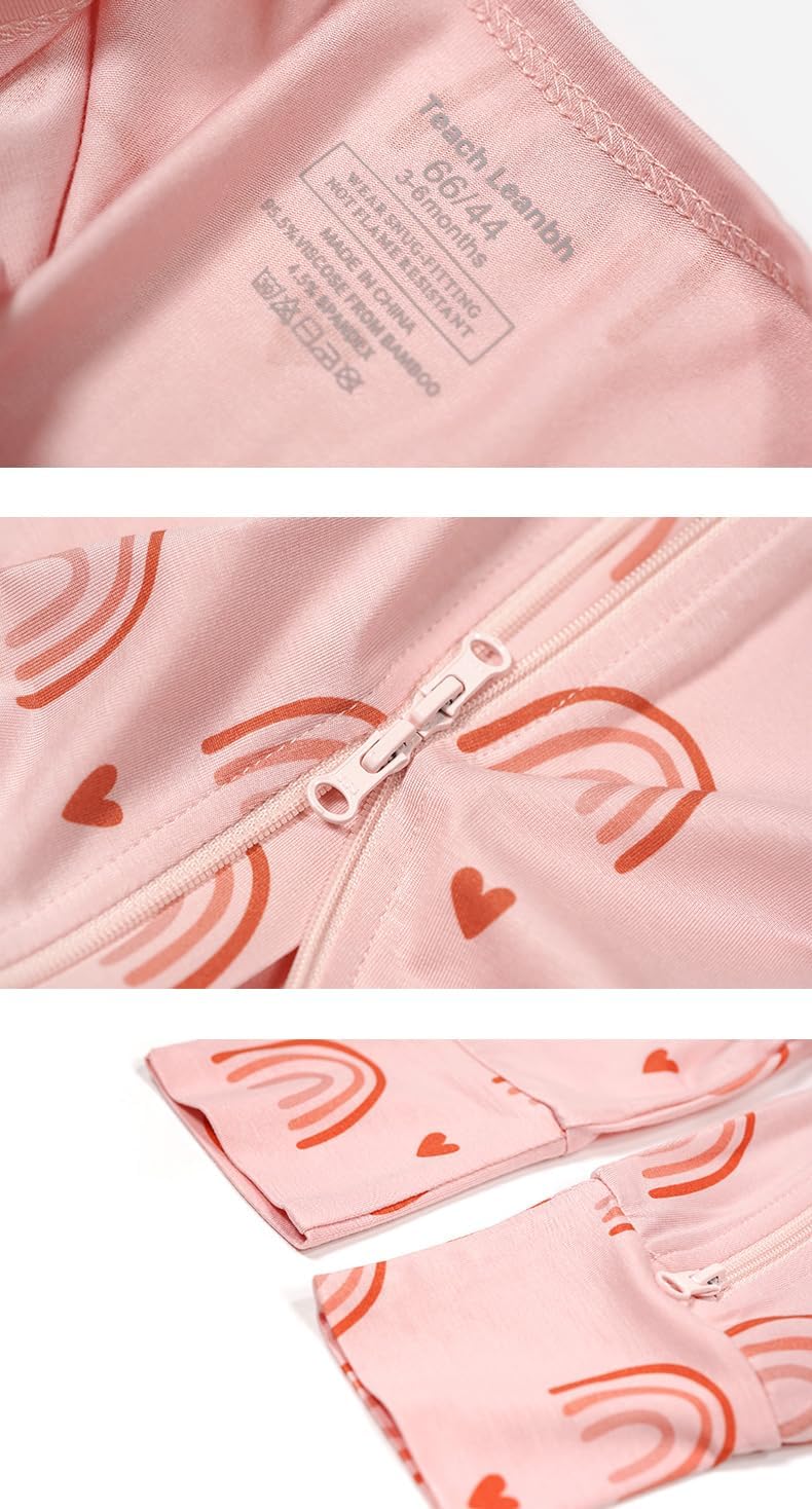 Teach Leanbh Baby Boys Girls 2 Pack Bamboo Viscose Pajamas 2 Way Zipper Short Sleeve Romper Jumpsuit Sleep and Play - Image 3