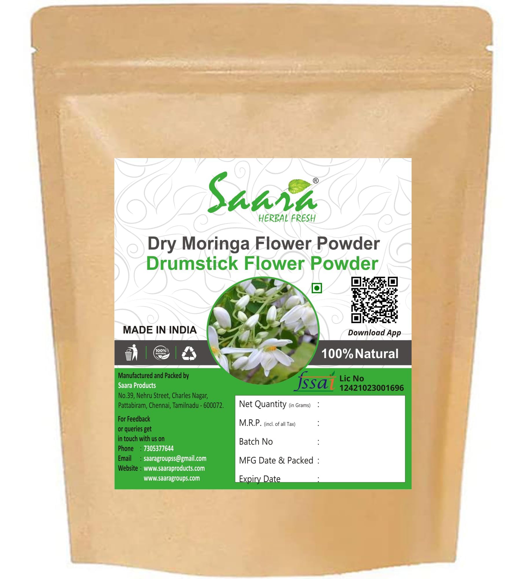 Saara HERBAL FRESH Moringa Flower Powder, 70g, Murungai Poo Powder, Drumstick Flower, Dry Murungai Poovu Powder, For Making Herbal Tea, Soup, Salads (Pack of 1 X 70g) (B0CNSX2NBF) Amazon Price History, Amazon Price Tracker