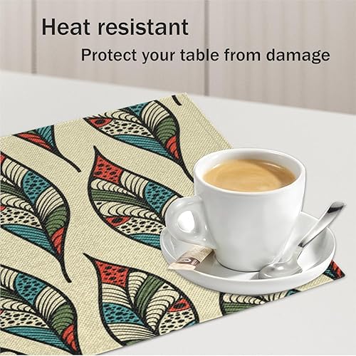 Miniatura 5 de Feathers Decor Design Placemats Set of 4 Table Mats Washable Placemat Waterproof Place Mats for Party Home Dining Table Decor 18x12 in