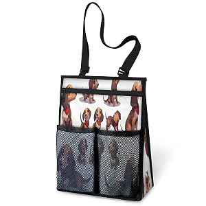 Ourtheme Cute Dog Dachshund Portable Shower Bag for Travel Gym Camp Beach Tote Shower Caddy Bags Hanging Toiletry