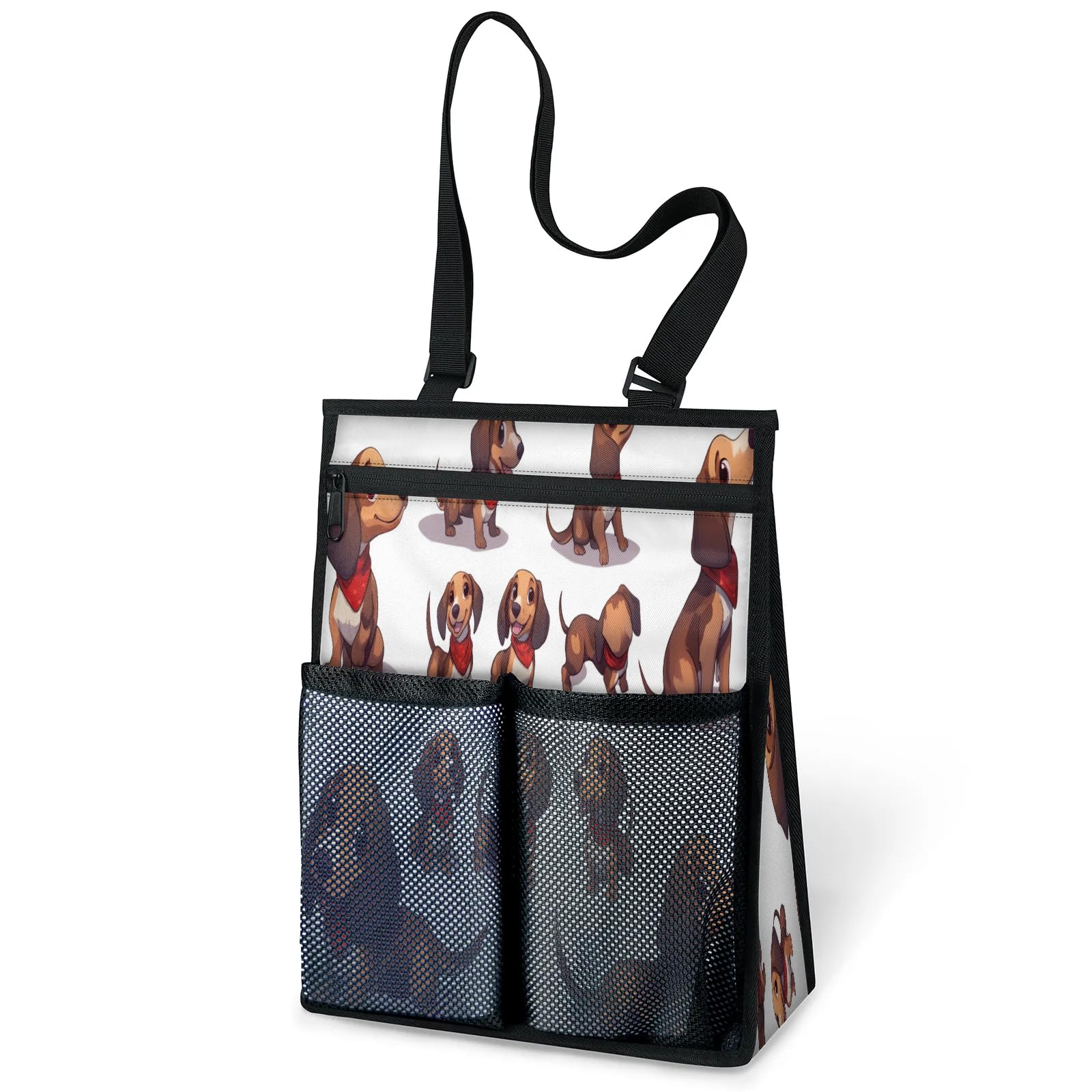 Ourtheme Cute Dog Dachshund Portable Shower Bag for Travel Gym Camp Beach Tote Shower Caddy Bags Hanging Toiletry
