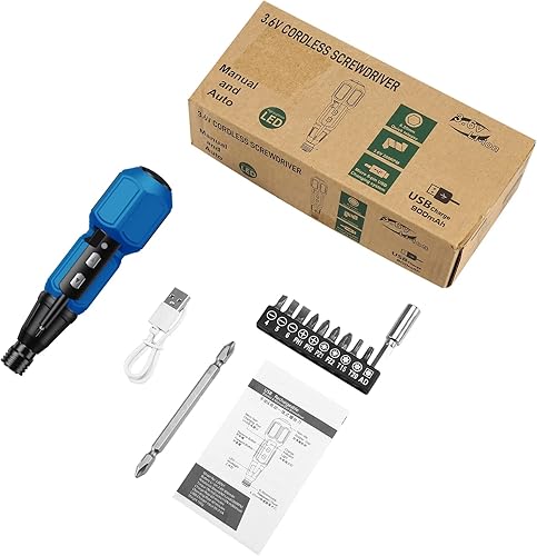 Miniatura 9 de AMIR Destornillador eléctrico inalámbrico recargable, juego de destornilladores eléctricos, kit de herramientas de reparación automática portátil